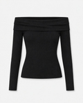 Long soft long czarny z odkrytymi ramionami