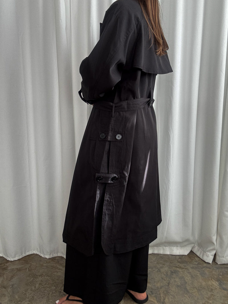 Płaszcz bawełniany typu trench – black