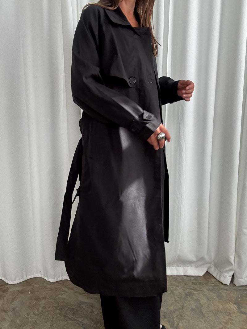 Płaszcz bawełniany typu trench – black