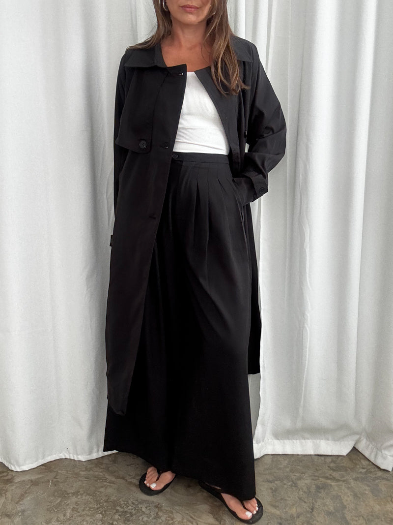 Płaszcz bawełniany typu trench – black