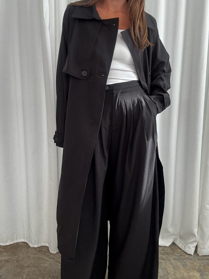Płaszcz bawełniany typu trench – black