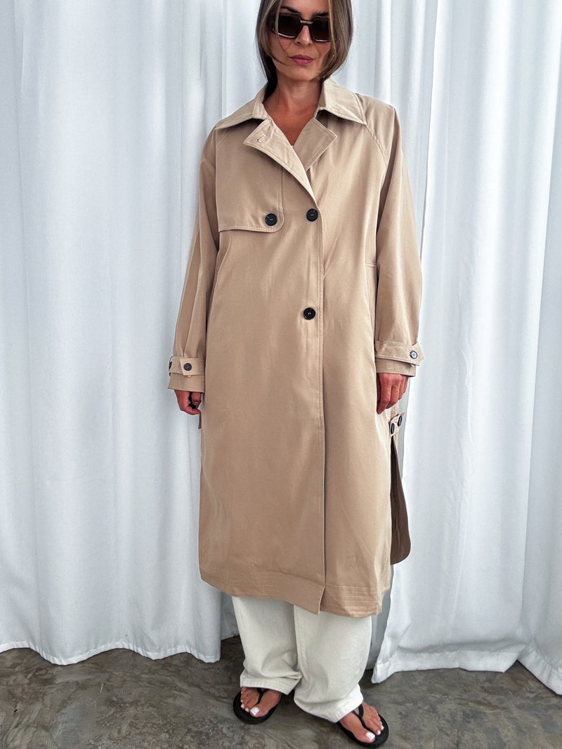 Płaszcz bawełniany typu trench – beige
