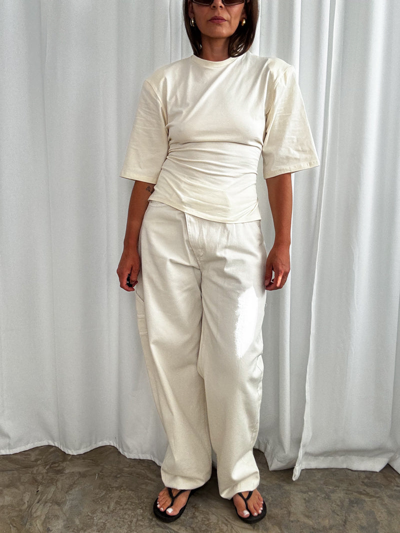 T-shirt structured natural white