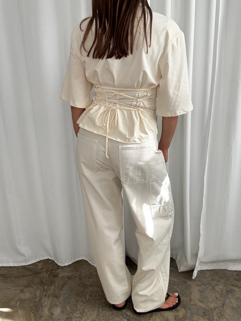 T-shirt structured natural white