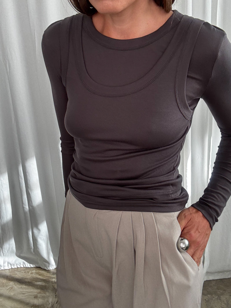 Top longsleeve espresso 2w1