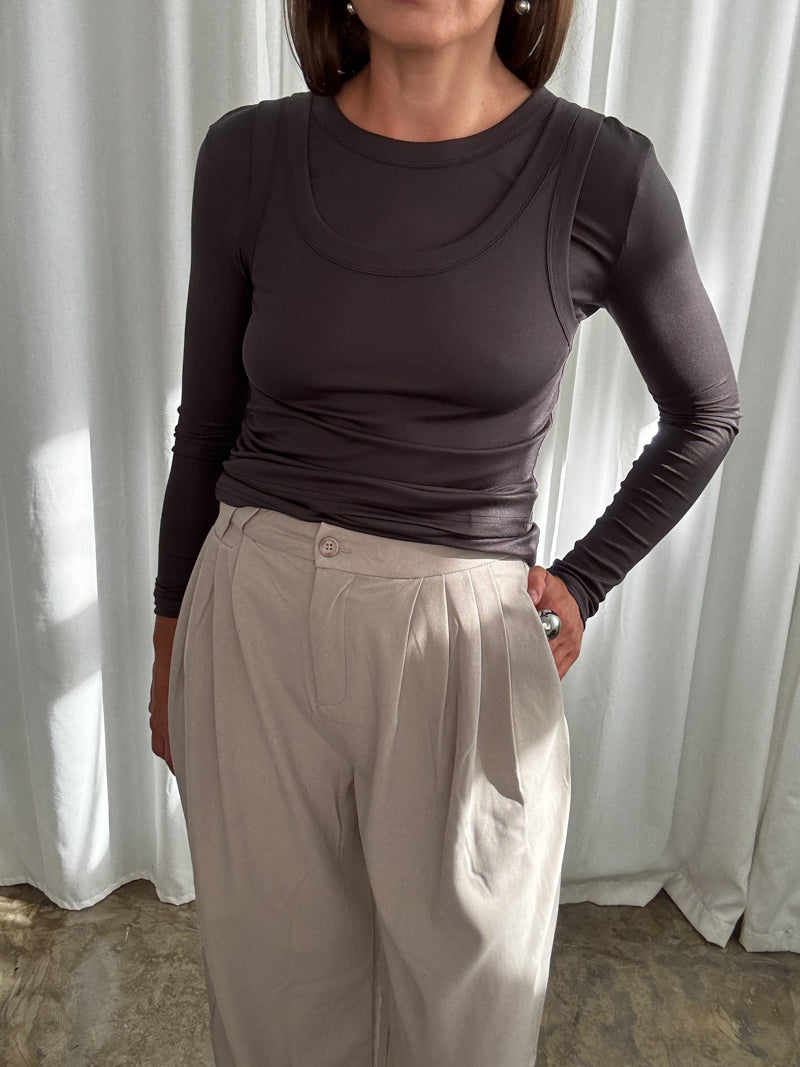 Top longsleeve espresso 2w1