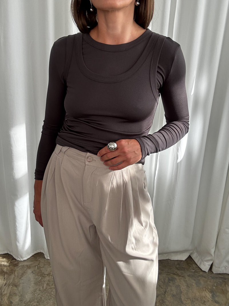 Top longsleeve espresso 2w1