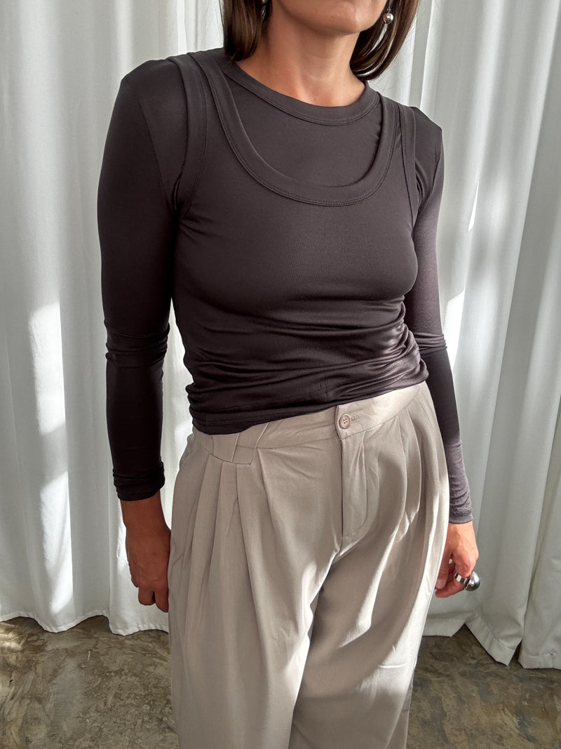 Top longsleeve espresso 2w1