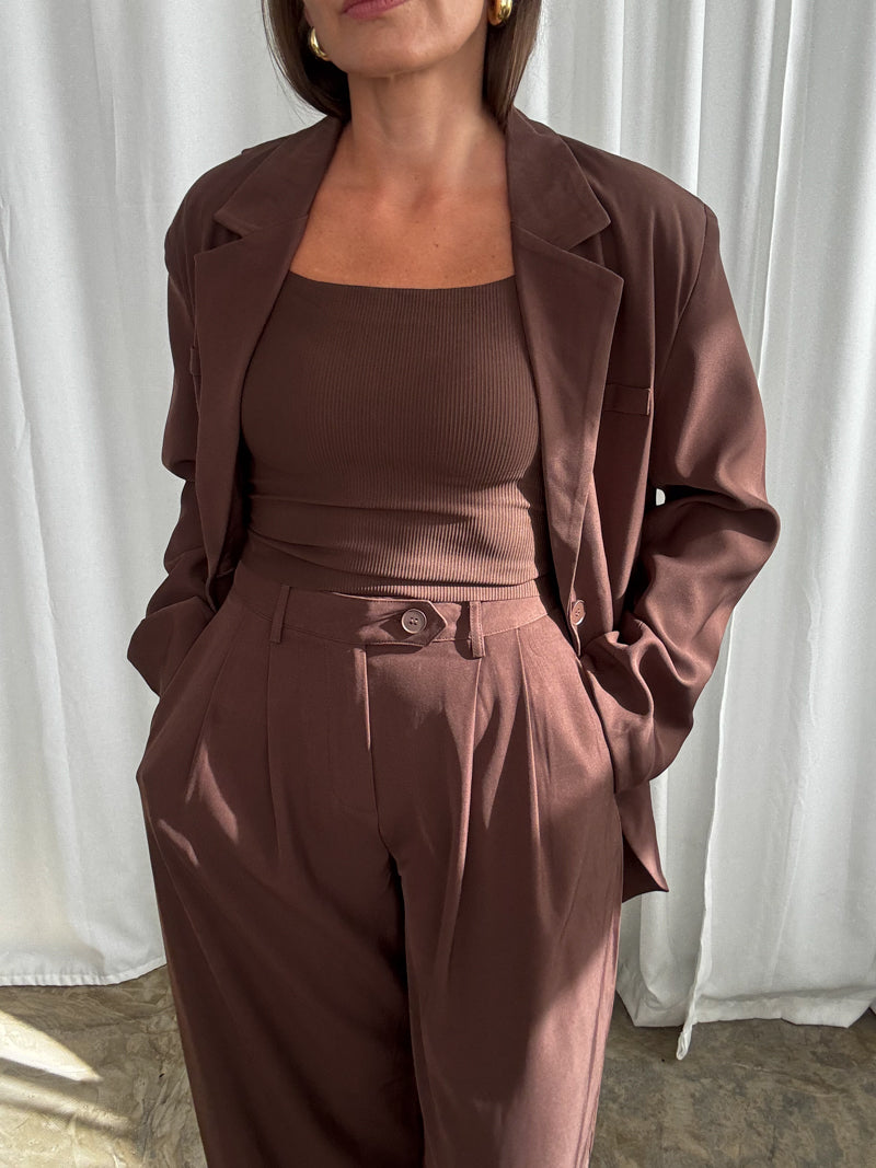 Spodnie szerokie brown set