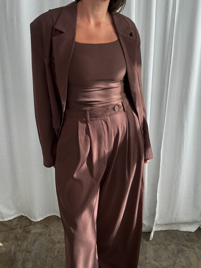 Spodnie szerokie brown set
