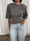 T-shirt structured natural grey
