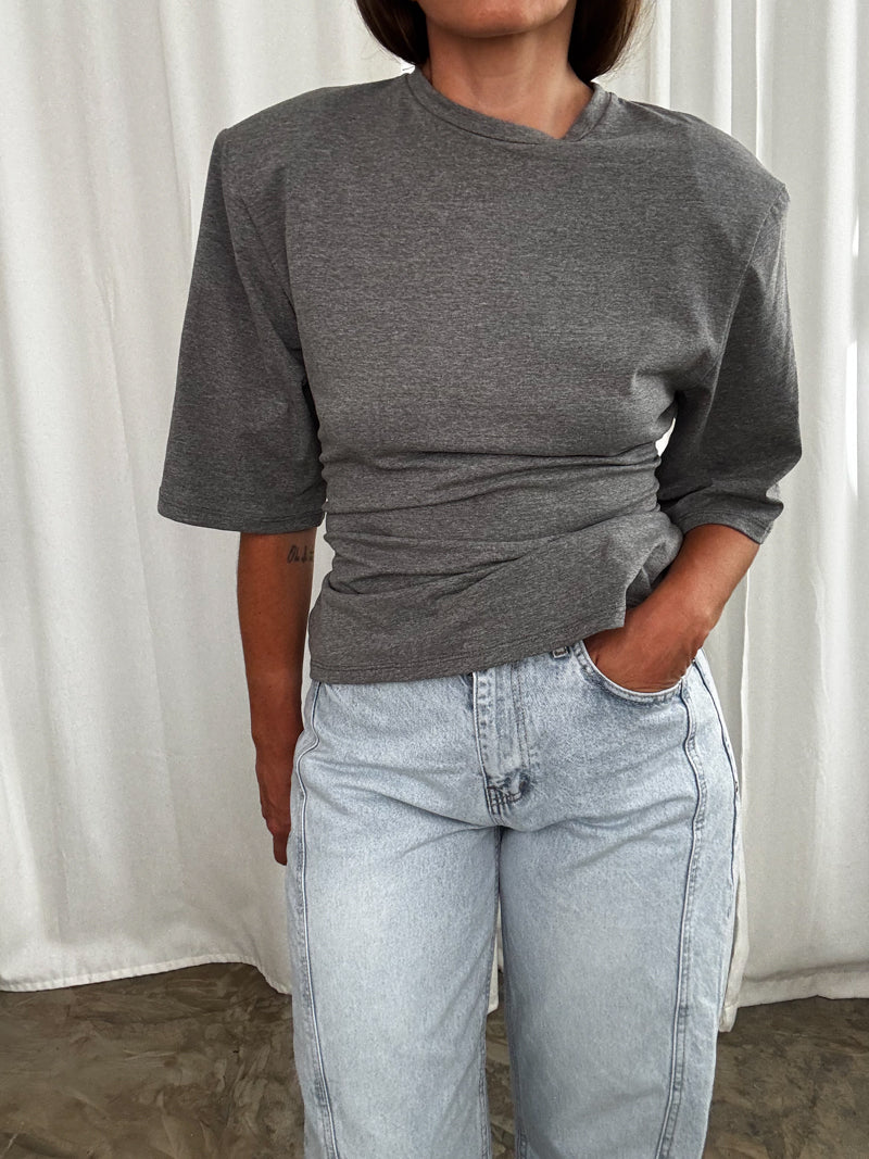 T-shirt structured natural grey