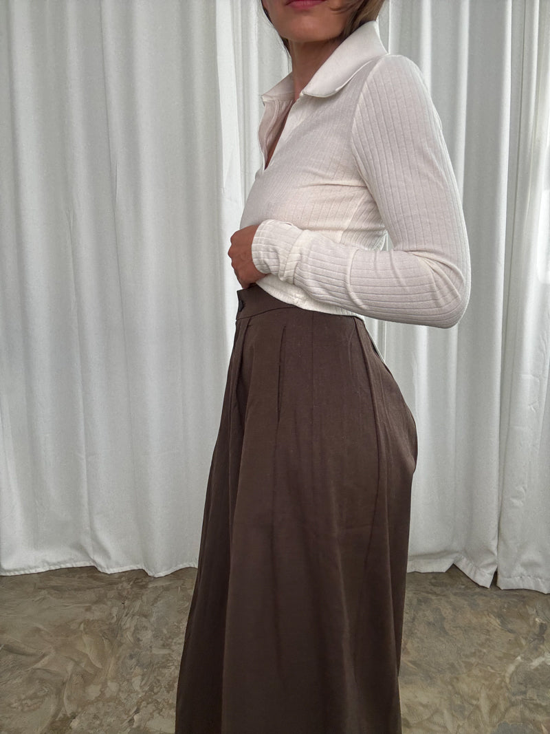 Longsleeve polo ecru