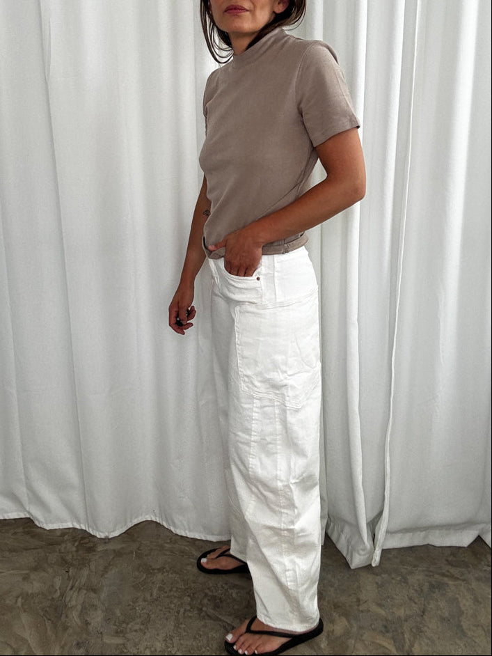 Spodnie jeansowe worker baloon white