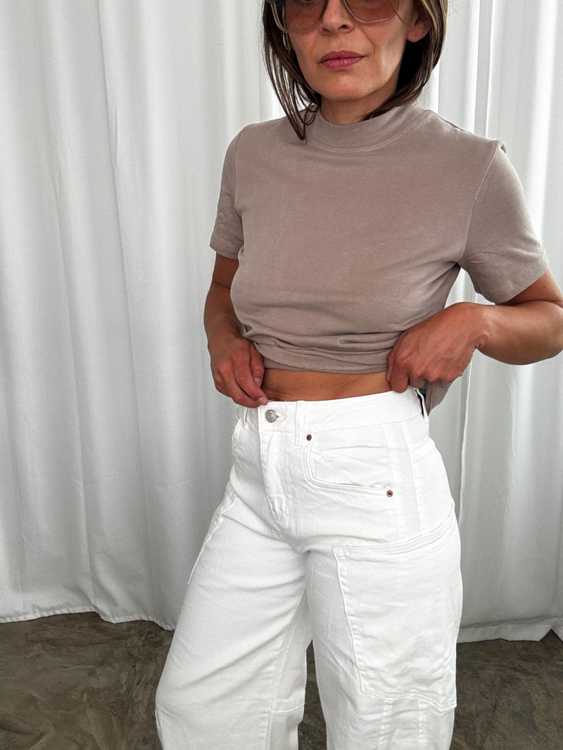 Spodnie jeansowe worker baloon white