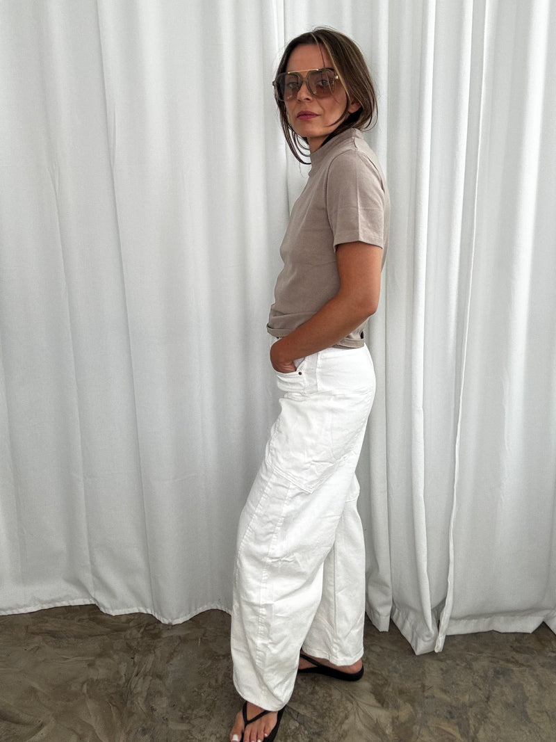 Spodnie jeansowe worker baloon white