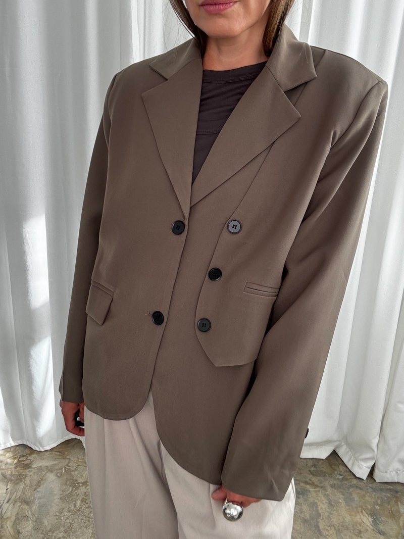 Marynarka taupe double buttons