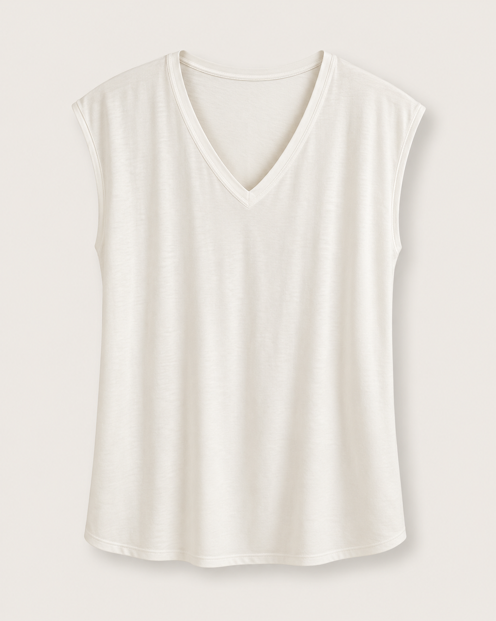 T-shirt v neck white natural soft
