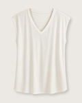 T-shirt v neck white natural soft