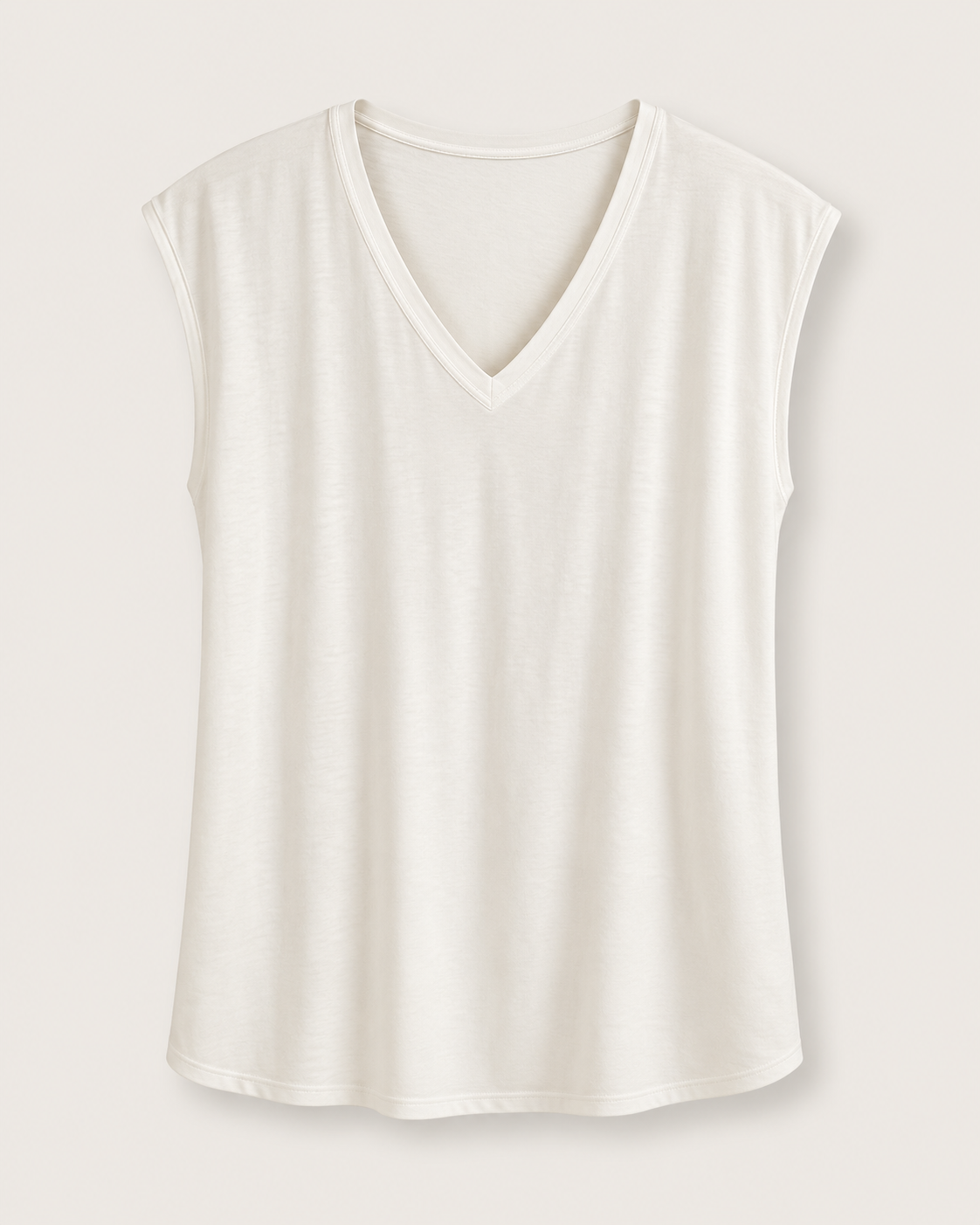 T-shirt v neck white natural soft